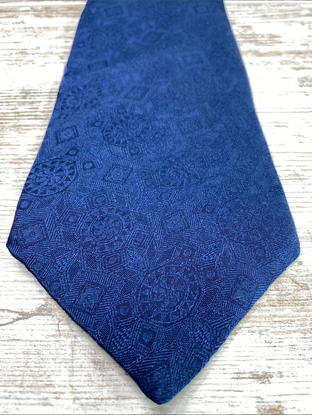 Men's Navy Textured Tie Classic Tonal Formal Wide Necktie 56”